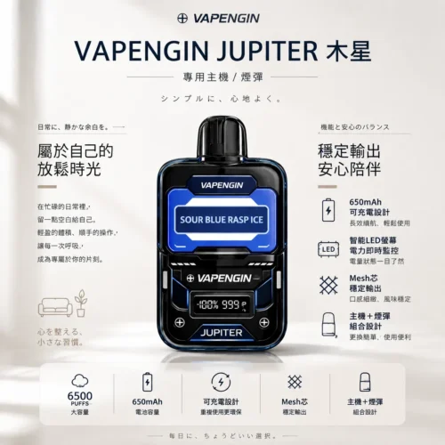 含主機加煙彈套裝 VAPENGIN JUPITER木星 6500口拋棄式電子煙 650mAh長效續航 台灣現貨