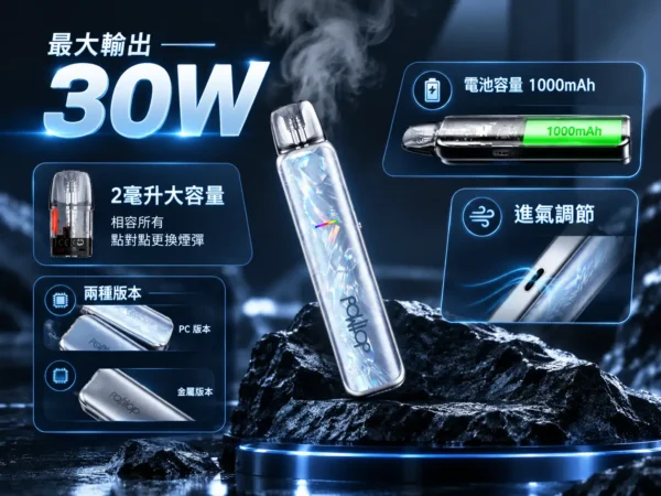 ChatGPT-Image-2026年9月6日-下午04_11_38.webp DotPod Lite 注油主機 1000mAh 大電池 30W 輸出 2ml 容量 側邊填油 Type-C 快充 台灣現貨