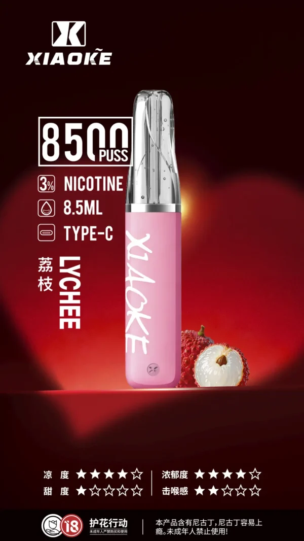 DM_20260528143241_005.webp XIAOKE 梟客8500口拋棄式電子煙 8.5ml儲油量 3%尼古丁鹽 支援Type-C充電 台灣現貨秒發