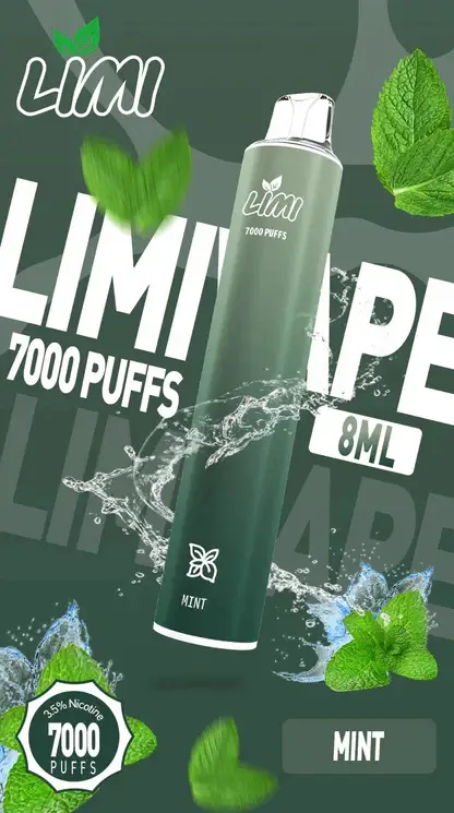 LIMI拋棄式一次性7000口-1.webp LIMI 冰感水果系列 7000口 炫彩吸氣發光視覺設計 結合可充電大電量與高解析清涼口感