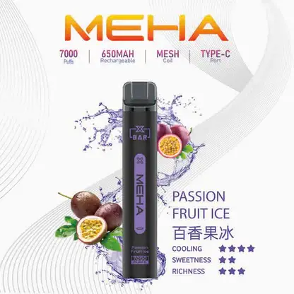 魅嗨 MEHA XBAR 小黑條 7000口 採用 Mesh 網綿芯霧化技術 與 Type-C 快充 打造極強冰感細膩口感