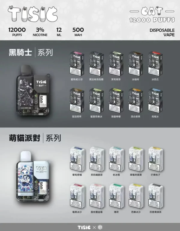 【買十送一】TISIC 12000口拋棄式電子煙 12ml超長效不漏油結構技術 500mAh高效快充穩定輸出 台灣現貨